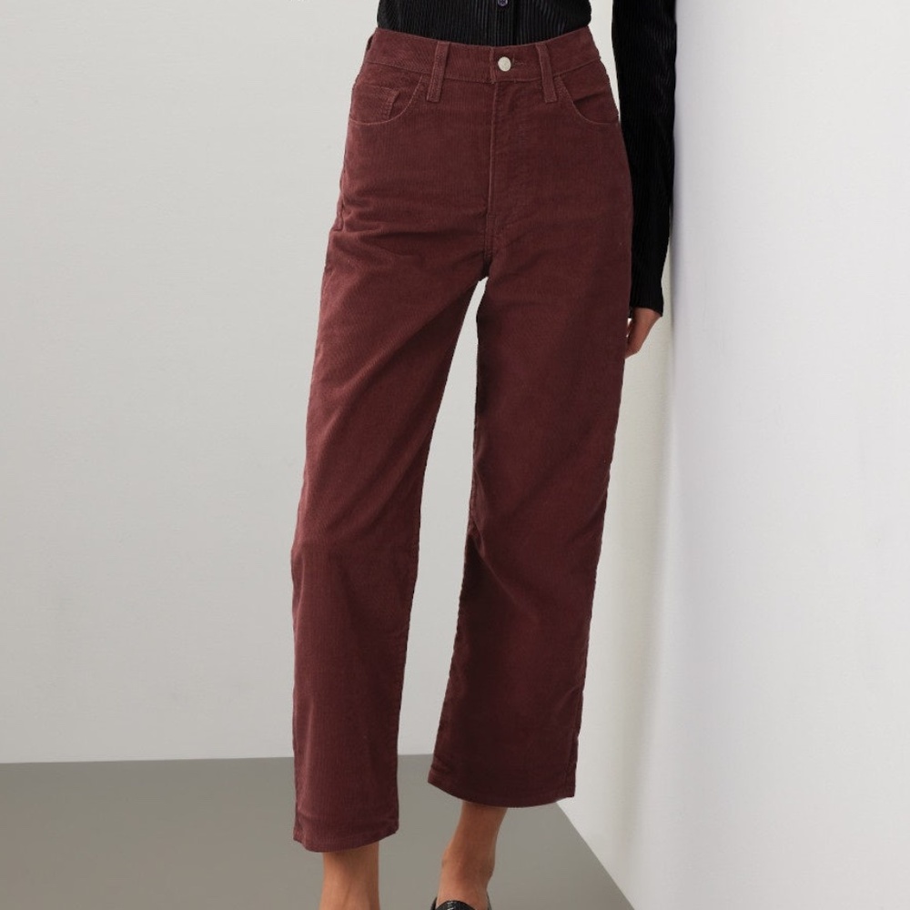 Levi's Ribcage Straight Ankle Jeans in Deep Burgundy Corduroy, 26